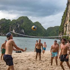 Play Volleyball in Halong Bay - Saigon tourist
